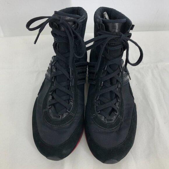 Y-3 Adidas Yohji Yamamoto black & red women hi top sneakers suede trim size 7 - Picture 4 of 12